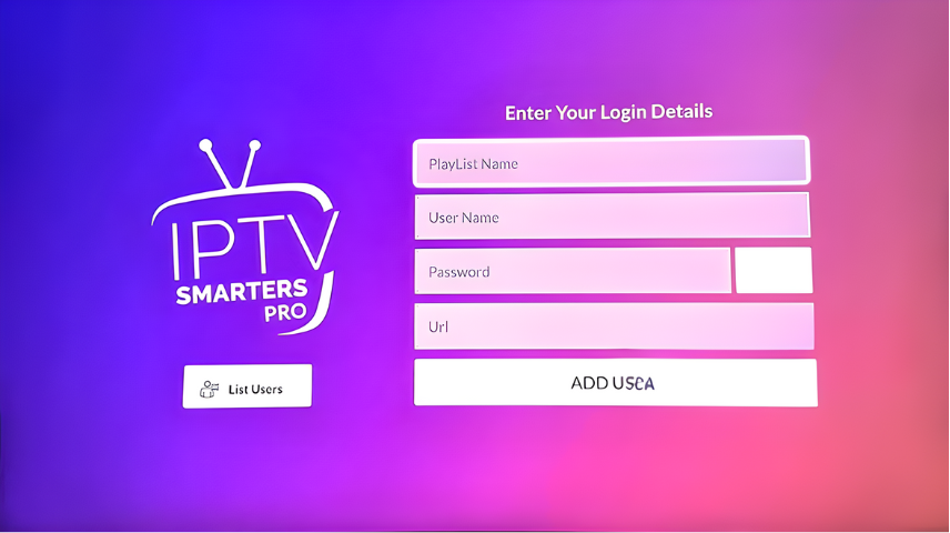 Interface IPTV Smarters Pro